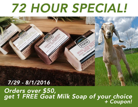 Get one free Goat Milk soap - 72 Hour Special Sale